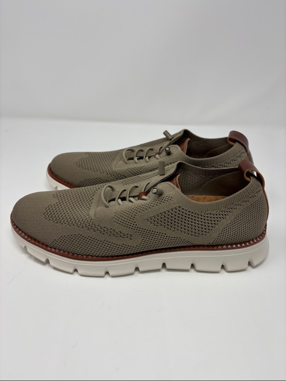Breeze Men's Knit Lace-Up Casual Shoes in Olive with White Sole 43 - Picture 6 of 9